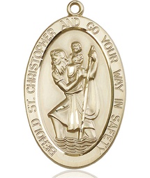 [5851KT] 14kt Gold Saint Christopher Medal