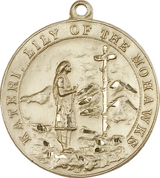[5898KT] 14kt Gold Saint Kateri Medal