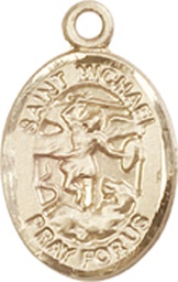 [9076KT] 14kt Gold Saint Michael the Archangel Medal