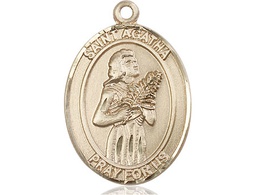 [7003KT] 14kt Gold Saint Agatha Medal