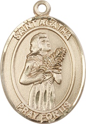 [7003KT] 14kt Gold Saint Agatha Medal