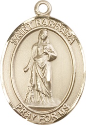 [7006KT] 14kt Gold Saint Barbara Medal