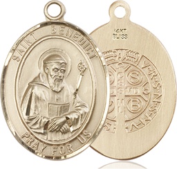 [7008KT] 14kt Gold Saint Benedict Medal
