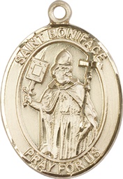 [7009KT] 14kt Gold Saint Boniface Medal