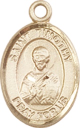 [9105KT] 14kt Gold Saint Timothy Medal