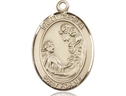 [7016KT] 14kt Gold Saint Cecilia Medal