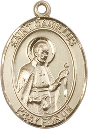 [7019KT] 14kt Gold Saint Camillus of Lellis Medal
