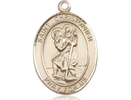 [7022KT] 14kt Gold Saint Christopher Medal