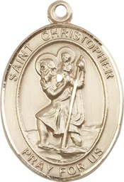 [7022KT] 14kt Gold Saint Christopher Medal