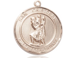 [7022RDSPKT] 14kt Gold San Cristobal Medal