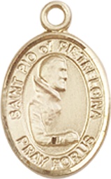[9125KT] 14kt Gold Saint Pio of Pietrelcina Medal