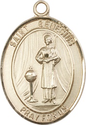 [7038KT] 14kt Gold Saint Genesius of Rome Medal
