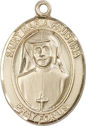 [7069KT] 14kt Gold Saint Maria Faustina Medal