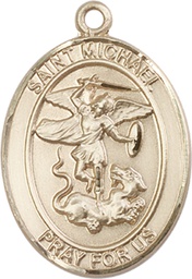 [7076KT] 14kt Gold Saint Michael the Archangel Medal