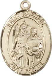 [7092KT] 14kt Gold Saint Raphael the Archangel Medal