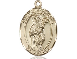 [7099KT] 14kt Gold Saint Scholastica Medal