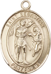[7100KT] 14kt Gold Saint Sebastian Medal