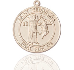 [7100RDKT] 14kt Gold Saint Sebastian Medal