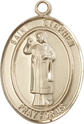 [7104KT] 14kt Gold Saint Stephen the Martyr Medal
