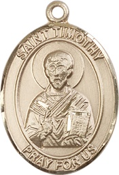 [7105KT] 14kt Gold Saint Timothy Medal