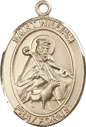 [7114KT] 14kt Gold Saint William of Rochester Medal