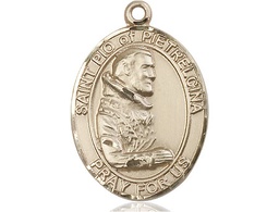 [7125KT] 14kt Gold Saint Pio of Pietrelcina Medal