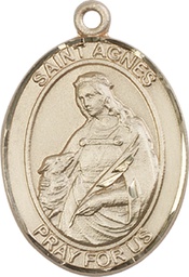 [7128KT] 14kt Gold Saint Agnes of Rome Medal