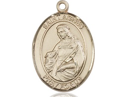 [7128KT] 14kt Gold Saint Agnes of Rome Medal