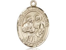[7132KT] 14kt Gold Saints Cosmas &amp; Damian Medal