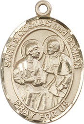 [7132KT] 14kt Gold Saints Cosmas &amp; Damian Medal