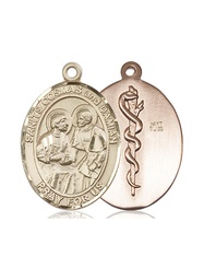[7132KT8] 14kt Gold Saints Cosmas &amp; Damian Doctors Medal