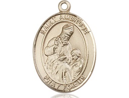 [7137KT] 14kt Gold Saint Ambrose Medal