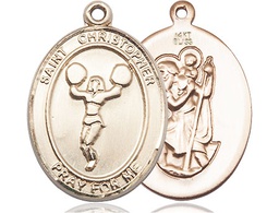 [7140KT] 14kt Gold Saint Christopher Cheerleading Medal