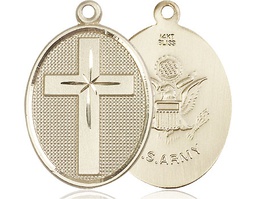 [0783KT2] 14kt Gold Cross Army Medal
