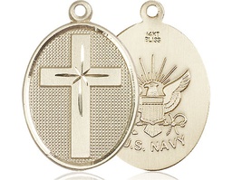 [0783KT6] 14kt Gold Cross Navy Medal