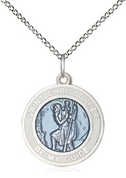 [0192WBSS/18SS] Sterling Silver Saint Christopher Pendant on a 18 inch Sterling Silver Light Curb chain