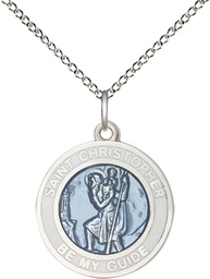 [0192WBSS/18SS] Sterling Silver Saint Christopher Pendant on a 18 inch Sterling Silver Light Curb chain