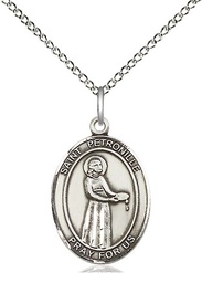 [8209SS/18SS] Sterling Silver Saint Petronille Pendant on a 18 inch Sterling Silver Light Curb chain