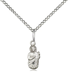 [0210SS/18SS] Sterling Silver Saint Jude Pendant on a 18 inch Sterling Silver Light Curb chain