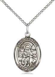 [8211SS/18SS] Sterling Silver Saint Germaine Cousin Pendant on a 18 inch Sterling Silver Light Curb chain