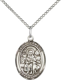 [8211SS/18SS] Sterling Silver Saint Germaine Cousin Pendant on a 18 inch Sterling Silver Light Curb chain