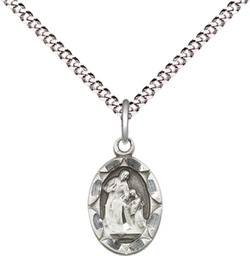 [0301ASS/18SS] Sterling Silver Saint Ann Pendant on a 18 inch Sterling Silver Light Curb chain