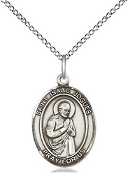 [8212SS/18SS] Sterling Silver Saint Isaac Jogues Pendant on a 18 inch Sterling Silver Light Curb chain
