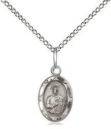 [0301JSS/18SS] Sterling Silver Saint Jude Pendant on a 18 inch Sterling Silver Light Curb chain