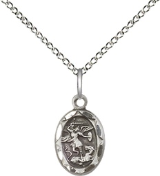 [0301RSS/18SS] Sterling Silver Saint Michael the Archangel Pendant on a 18 inch Sterling Silver Light Curb chain