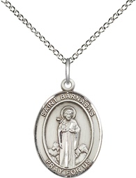[8216SS/18SS] Sterling Silver Saint Barnabas Pendant on a 18 inch Sterling Silver Light Curb chain