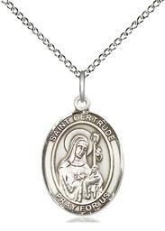 [8219SS/18SS] Sterling Silver Saint Gertrude of Nivelles Pendant on a 18 inch Sterling Silver Light Curb chain