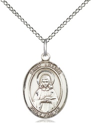 [8226SS/18SS] Sterling Silver Saint Lillian Pendant on a 18 inch Sterling Silver Light Curb chain