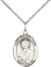 [8227SS/18SS] Sterling Silver Saint Dominic Savio Pendant on a 18 inch Sterling Silver Light Curb chain