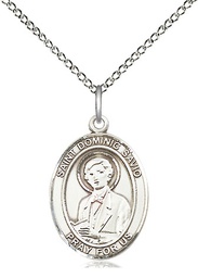 [8227SS/18SS] Sterling Silver Saint Dominic Savio Pendant on a 18 inch Sterling Silver Light Curb chain